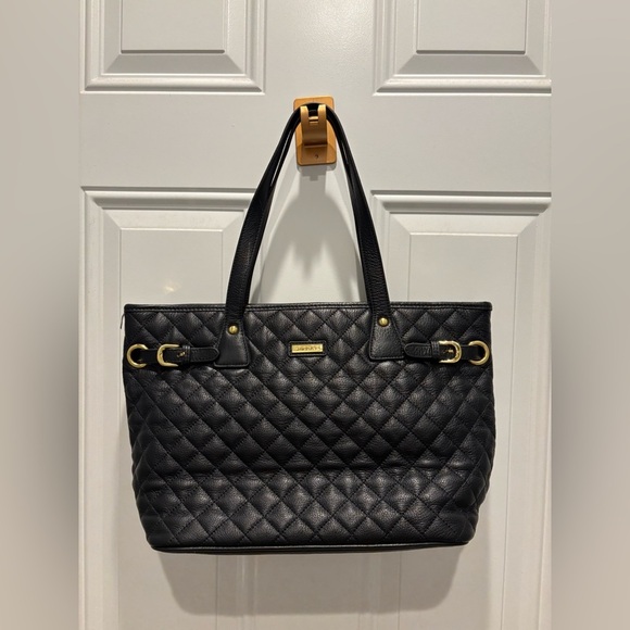 St. John Quilted Black And Gold Leather  Purse Shoulder Bag - Picture 3 of 11